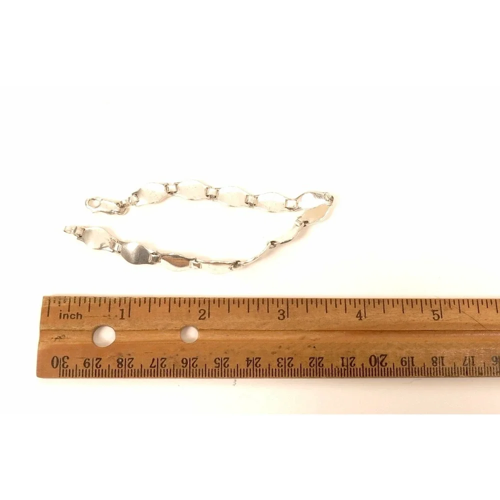 Shiny Sterling‎ Silver Panel Linked Bracelet*7-5/8